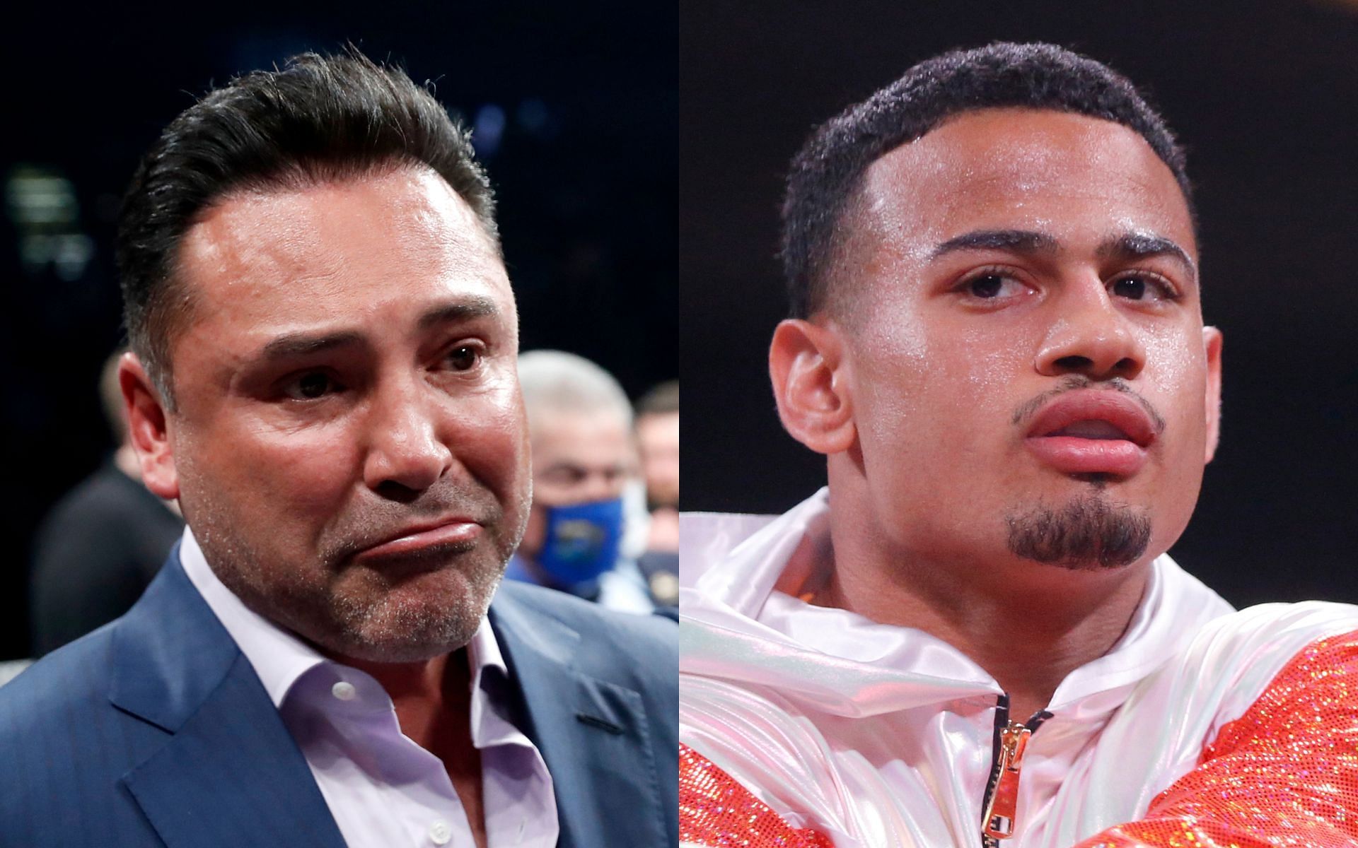 Oscar De La Hoya (left) and Rolando Romero (right). [via Getty Images]