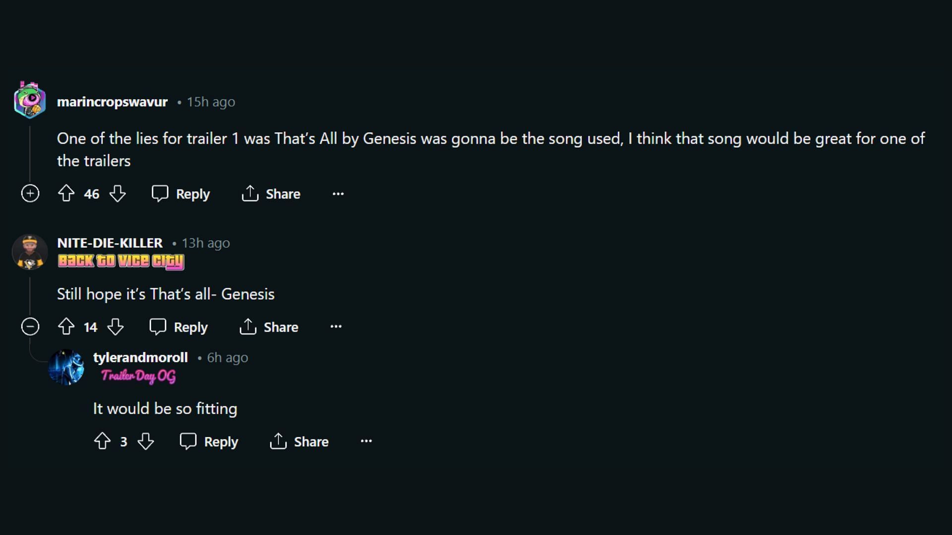 Fans suggest what the GTA 6 Trailer 2 song should be (2/4) (Image via r/GTA6, Reddit)