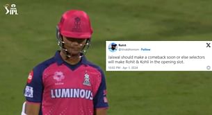 "Yashasvi Jaiswal is a fine batsman with nonsense" - Twitter roasts RR opener for scoring 10 off 6 vs MI in IPL 2024