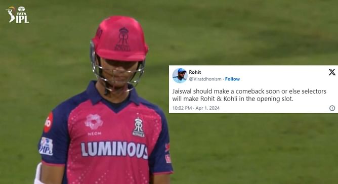 "Yashasvi Jaiswal is a fine batsman with nonsense" - Twitter roasts RR opener for scoring 10 off 6 vs MI in IPL 2024