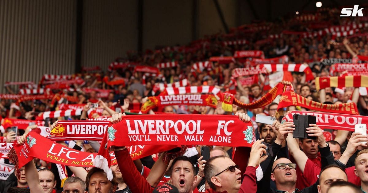 A snap of Liverpool fans celebrating.