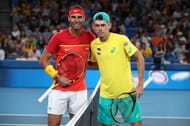 Rafael Nadal (L) and Alex de Minaur