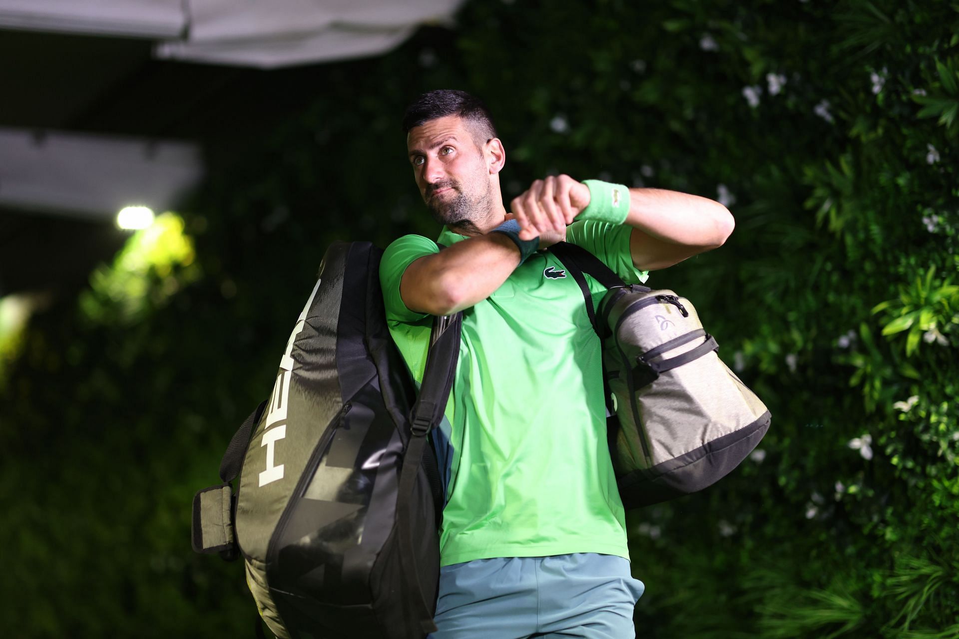 Novak Djokovic pictured at the 2024 BNP Paribas Open 