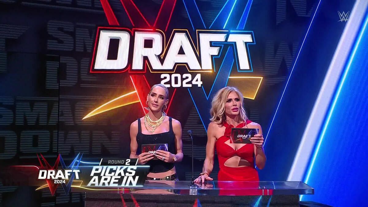 Michelle McCool and Torrie Wilson announcing draft picks on SmackDown.