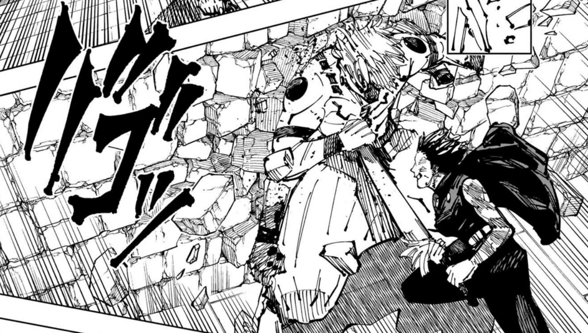 在《柔術會戰》第 256 章中，Maki 攻擊 Sukuna 以繼續攻擊（圖片來自集英社的 Gege Akutami）