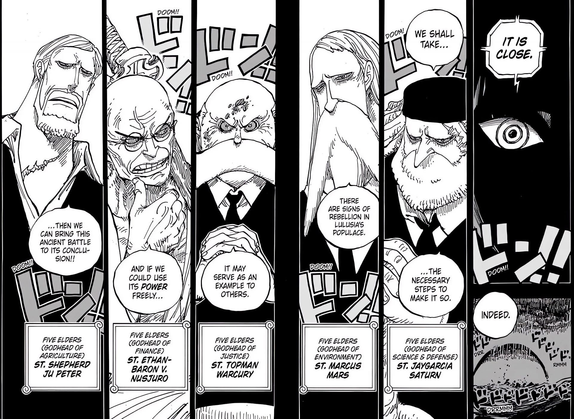 The names of the Gorosei as revealed in the manga (Image via Toei Animation)