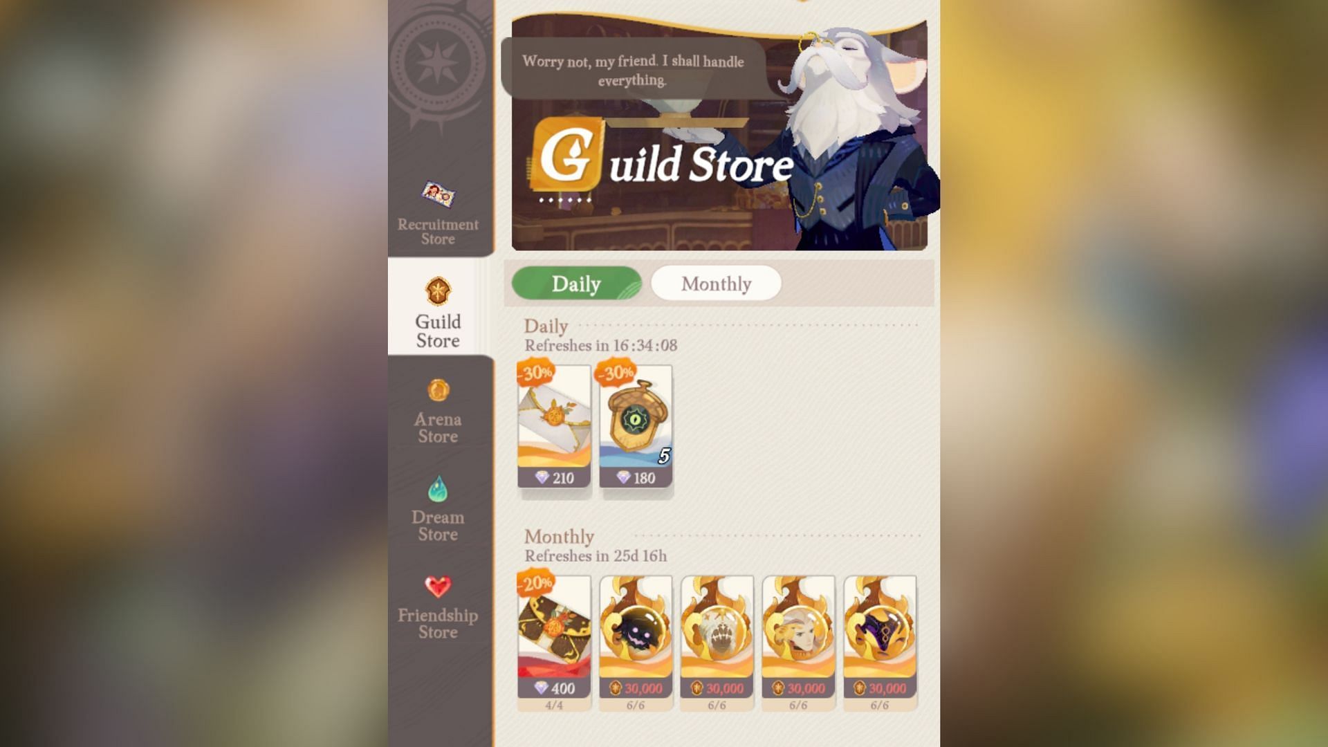 Purchase Hypogean and Celestial heroes in AFK Journey at the Guild Store (Image via Lilith Games)