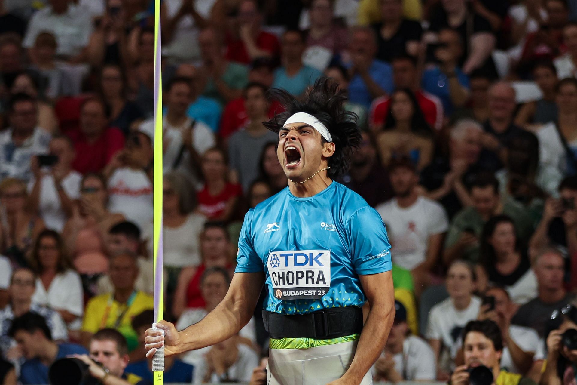 Neeraj Chopra at the 2023 World Athletics Championships in Budapest, Hungary.