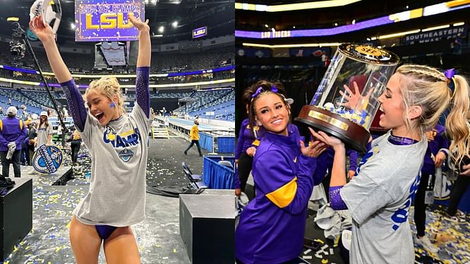"Forever LSU" - $3.7M NIL-valued Olivia Dunne goes berserk celebrating national championship win with Tigers' gymnast squad