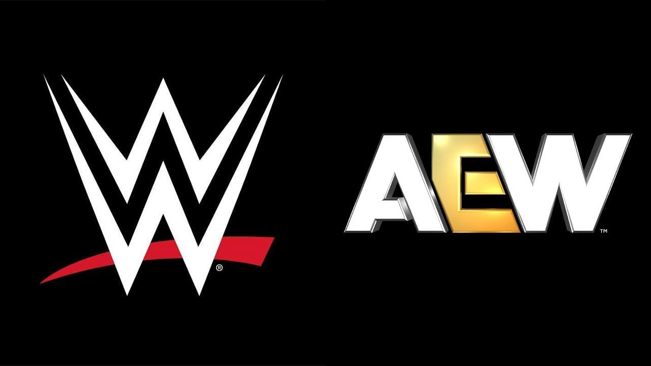 WWE logo (left) and AEW logo (right)