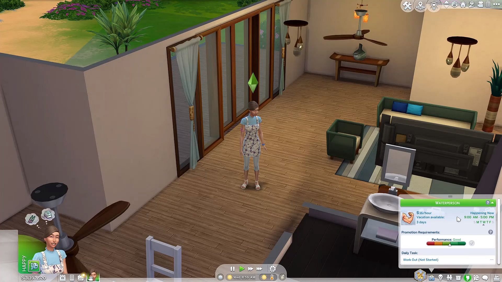 Successfully updating work outfits in The Sims 4 using cheats. (Image via Electronic Arts || YouTube/How To Sims)