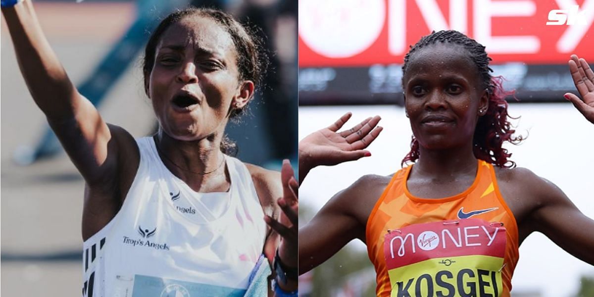 Tigst Assefa and Brigid Kosgei will be seen competing at the 2024 London Marathon on April 21, 2024. 