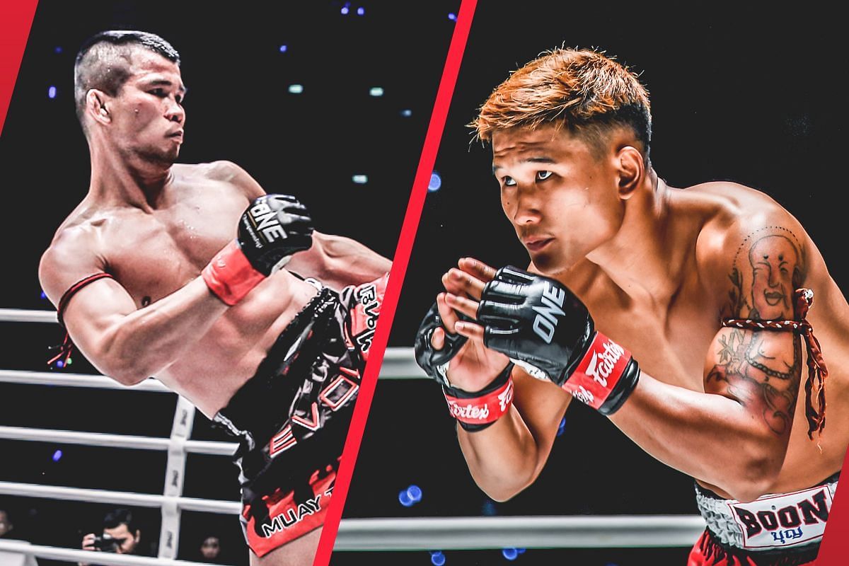 Nong-O Hama (L) focused on getting the victory over Kulabdam (R). -- Photo by ONE Championship