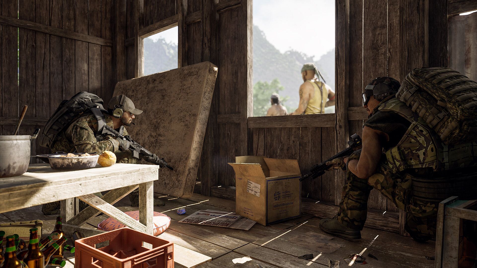Two Operators taking cover in a shed in Gray Zone Warfare