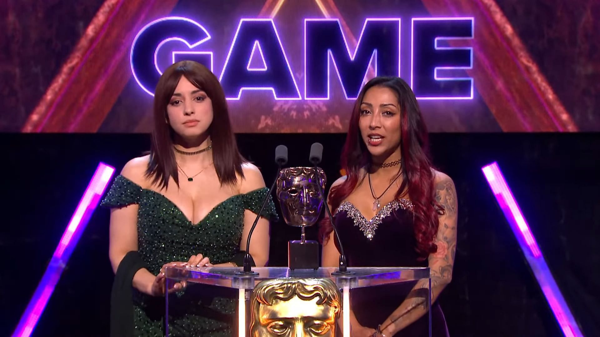 Twitch streamer Sweet Anita presents award at BAFTA Game Awards (Image via BAFTA/Twitch)