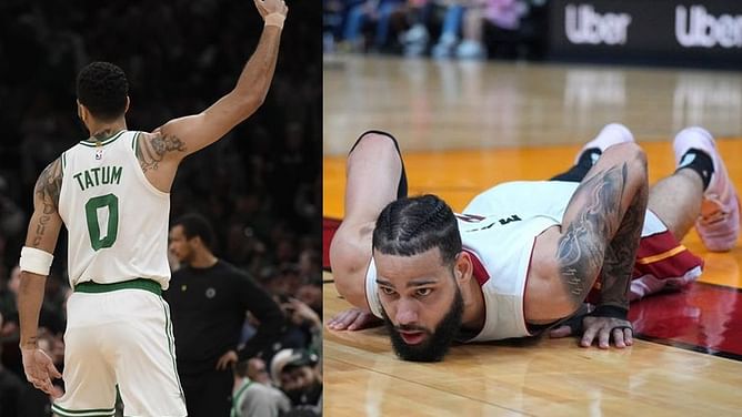 "If the roles were reversed..": Caleb Martin retaliates critics with a blunt message over Jayson Tatum foul