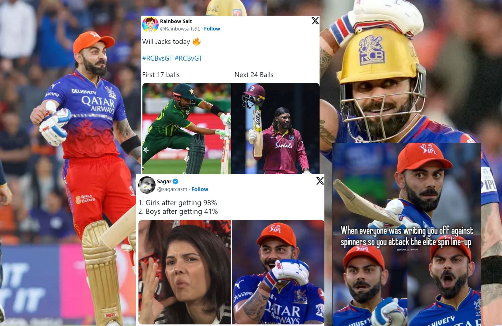 Top 10 funny memes from RCB vs GT IPL 2024 match.