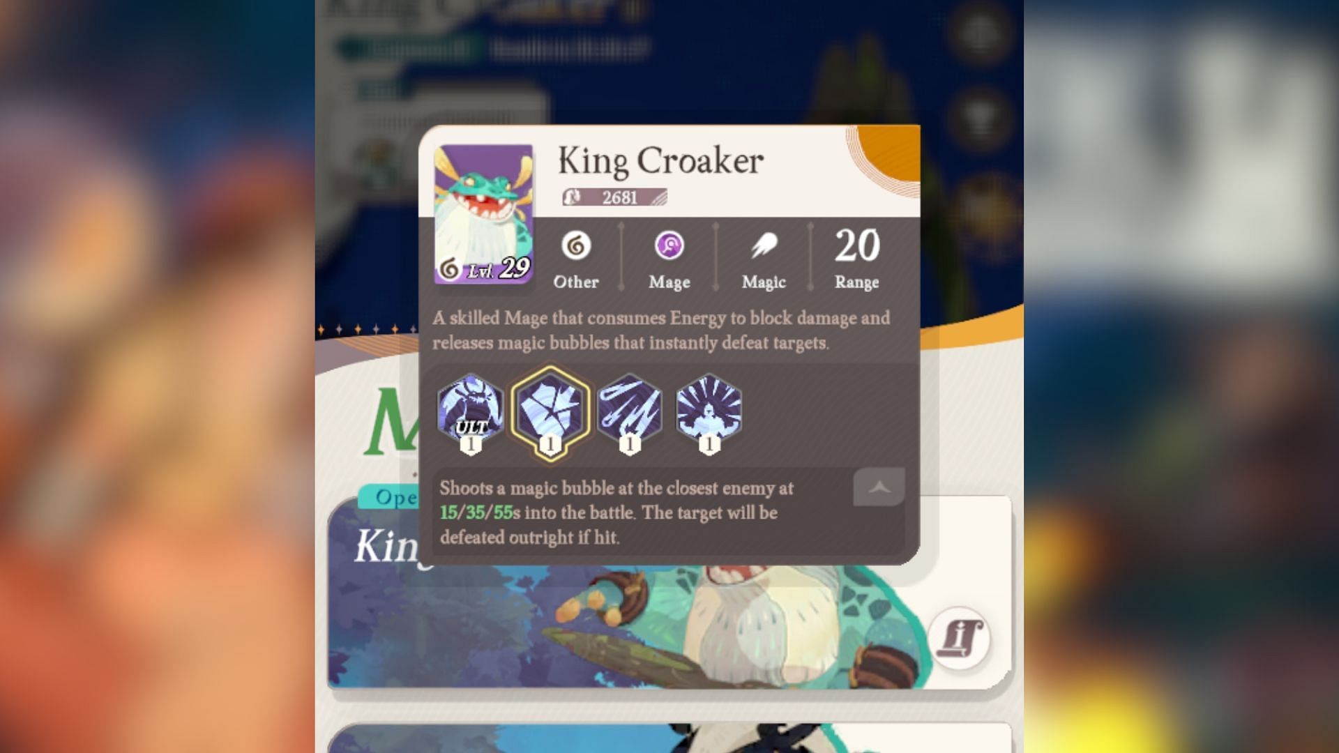Skills of Dream Realm boss King Croaker in AFK Journey. (Image via Lilith Games)