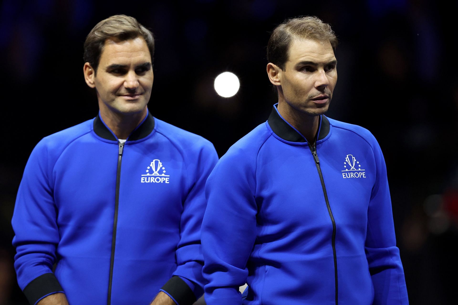 The Swiss (L) and Rafael Nadal