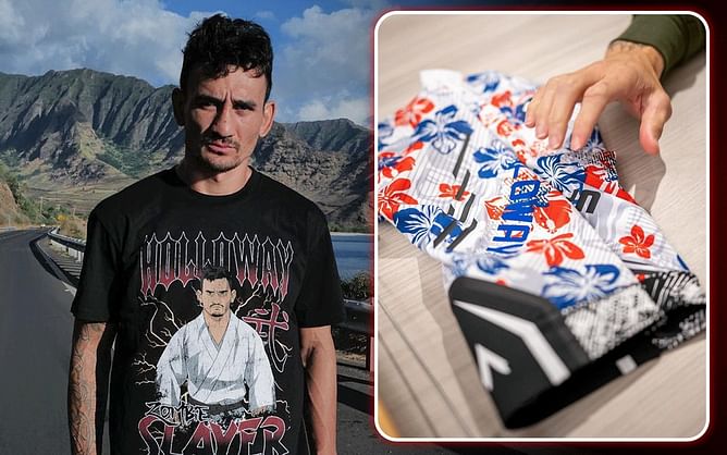 "Gotta love the Hawaii colors" - Max Holloway reacts to receiving custom floral fight shorts before UFC 300 outing