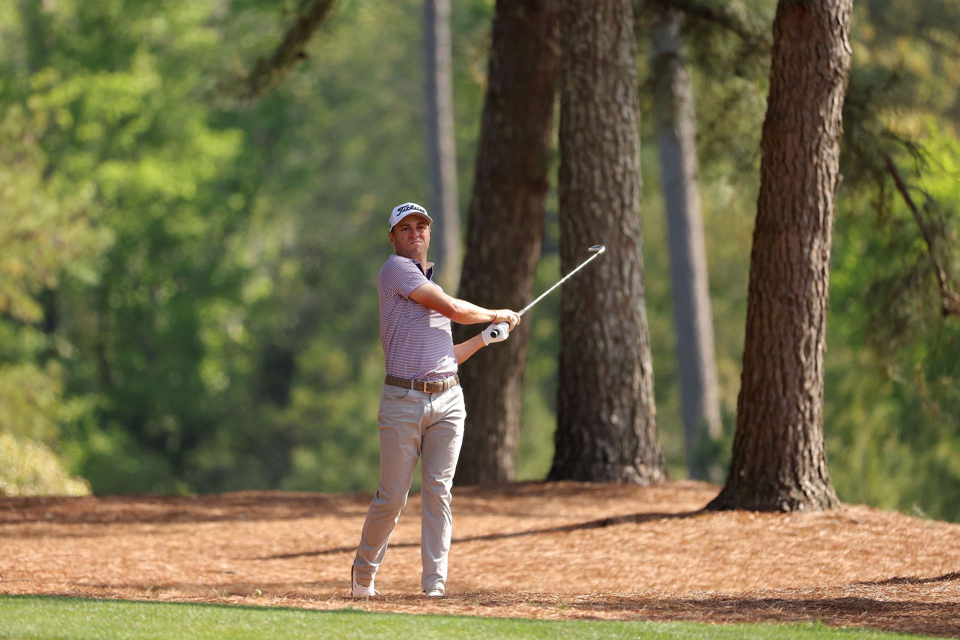 Justin Thomas playing from Augusta&#039;s 11th hole