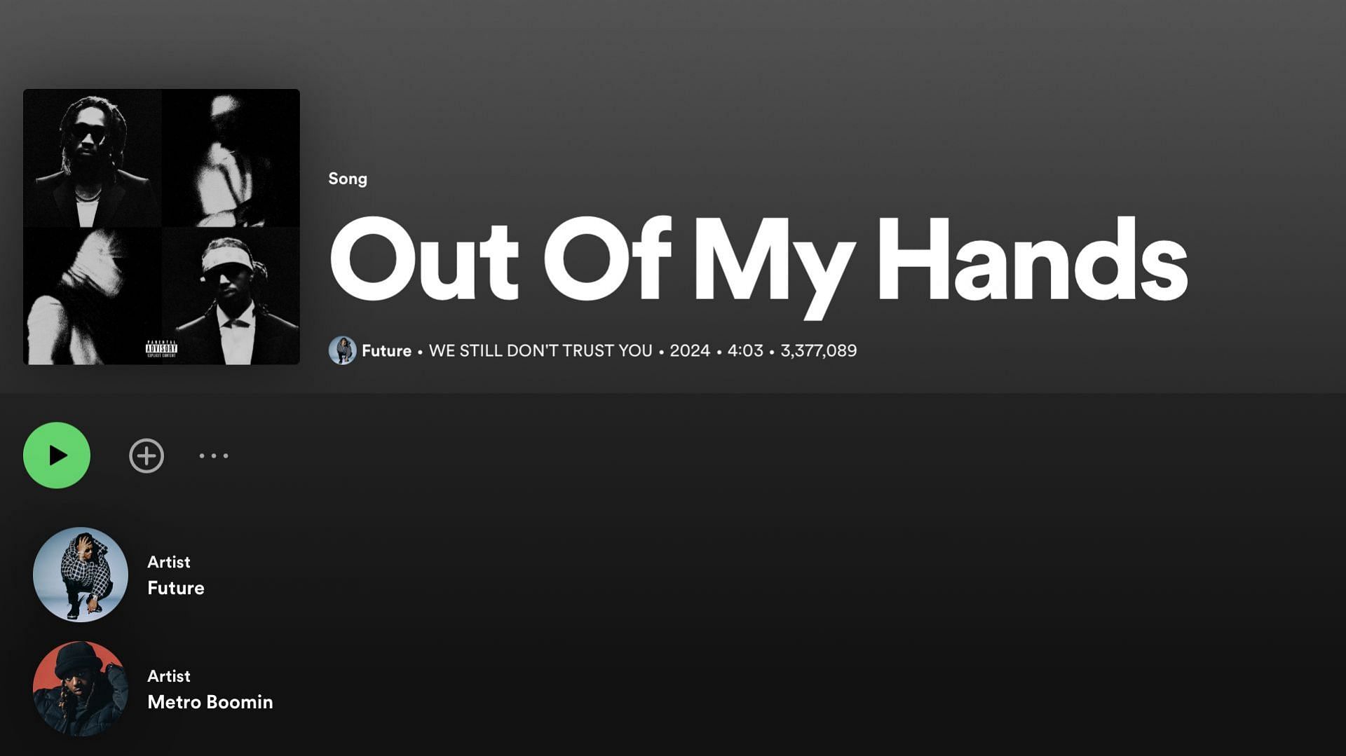 Track 3 on &#039;We Still Don&#039;t Trust You&#039; (Image via Spotify)
