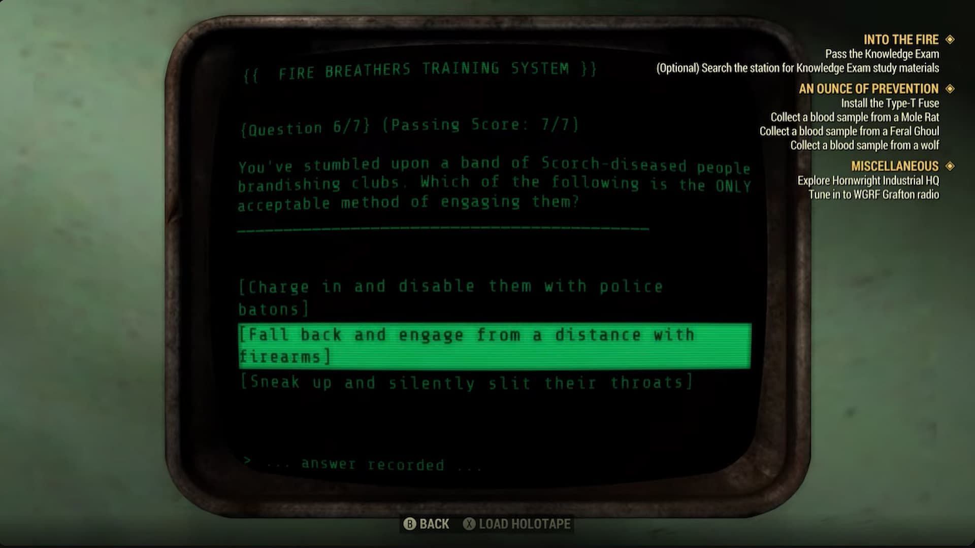 Question six out of seven (Image via Bethesda Game Studios || LunarGaming Guides/YouTube)