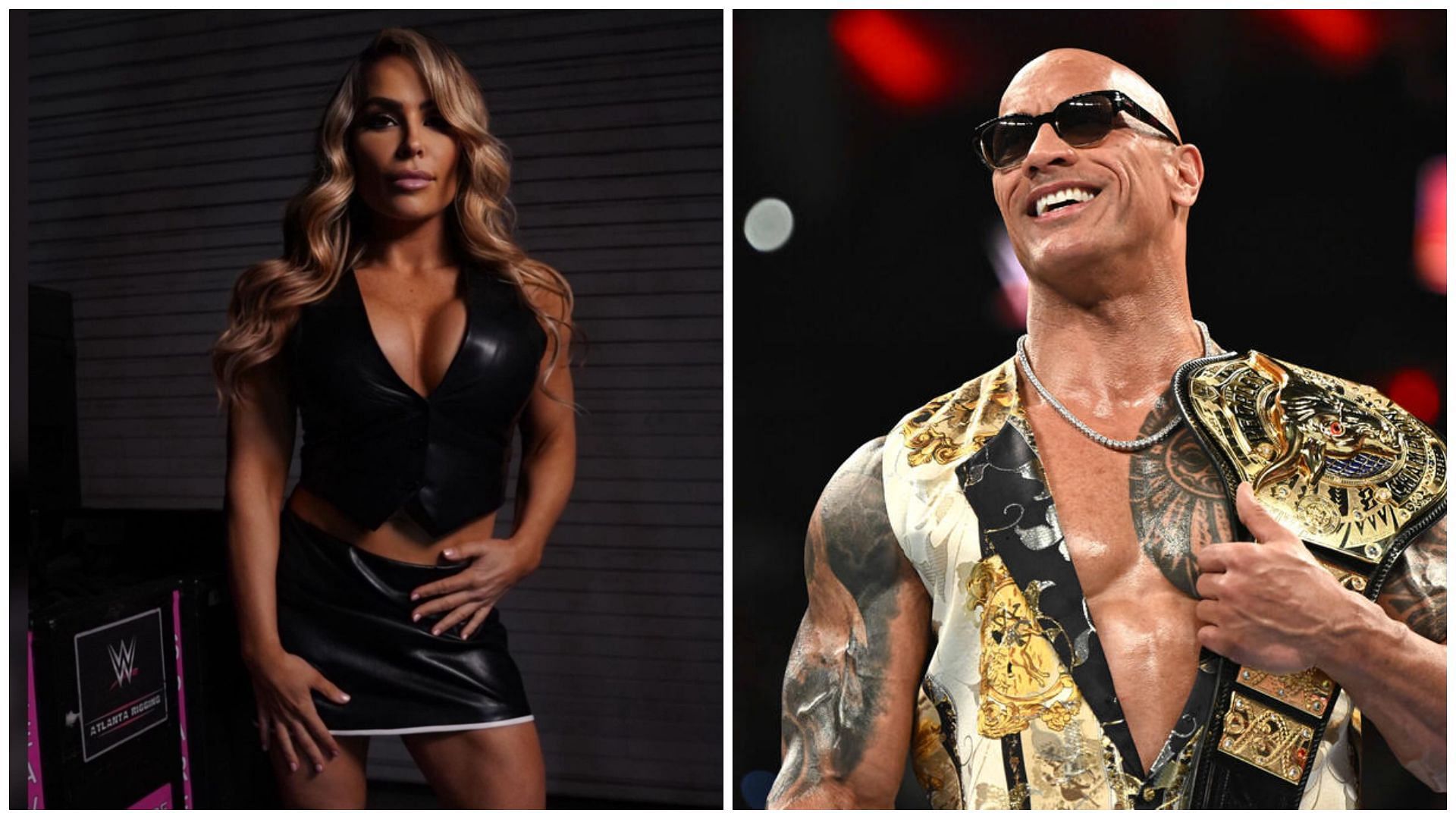 Natalya (left), and The Rock (right).