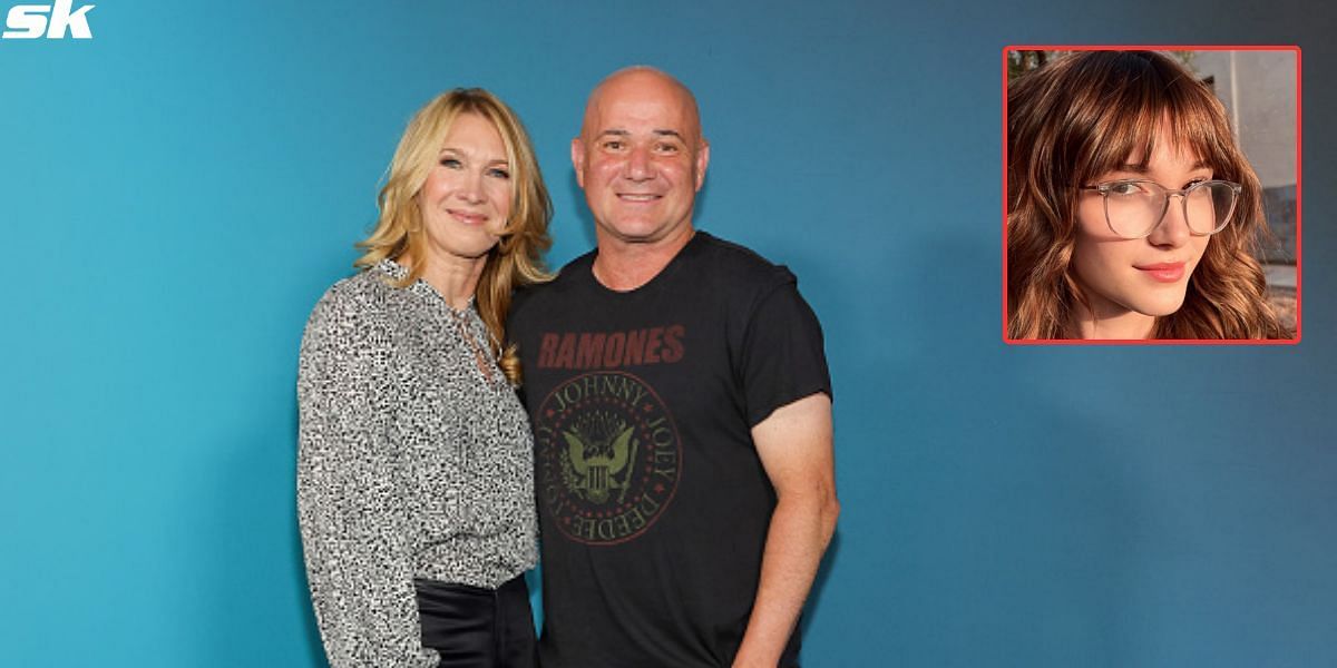 Andre Agassi with Steffi Graf (L) and their daughter Jaz (R)