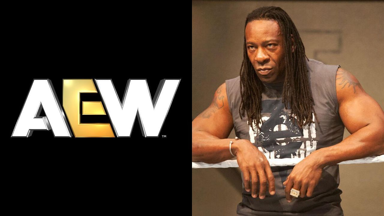 AEW logo (left) and WWE Hall of Famer Booker T (right)