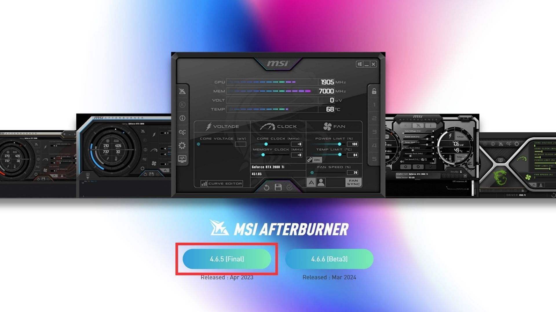 Download the latest version of MSI Afterburner. (Image via MSI)