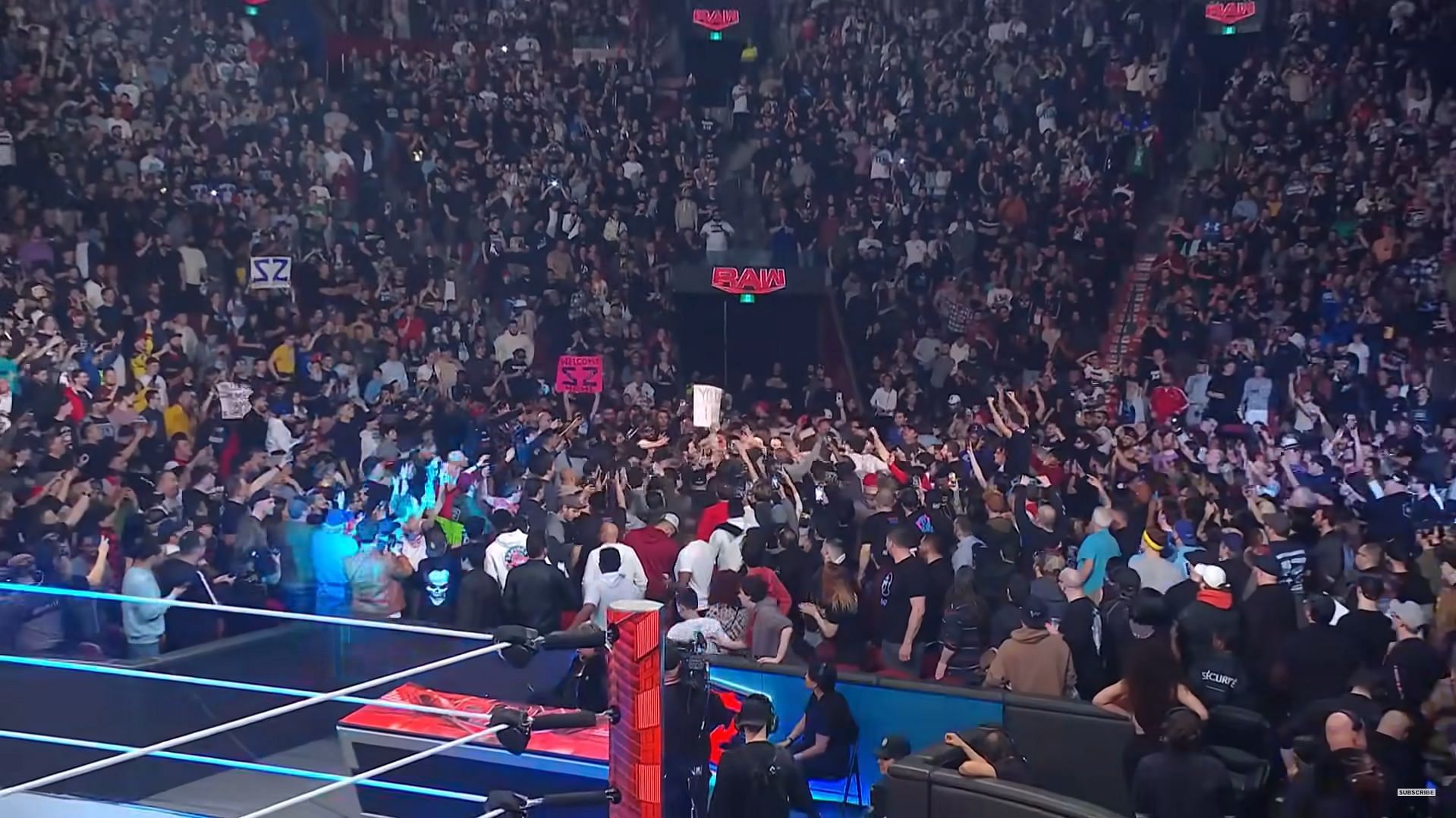 Zayn coming in through the crowd on RAW (via WWE