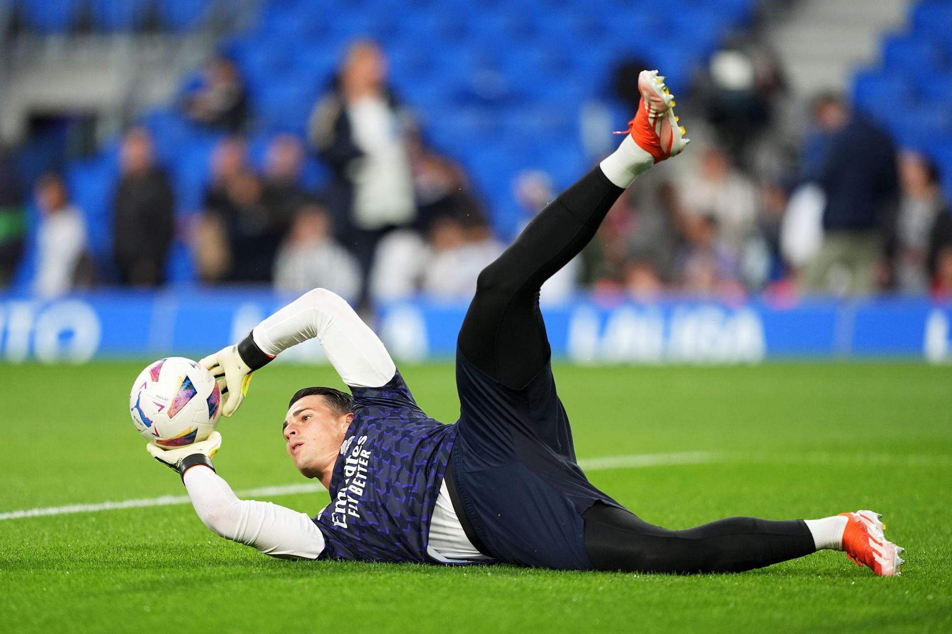 Kepa during the warm-up prior to kick-off.