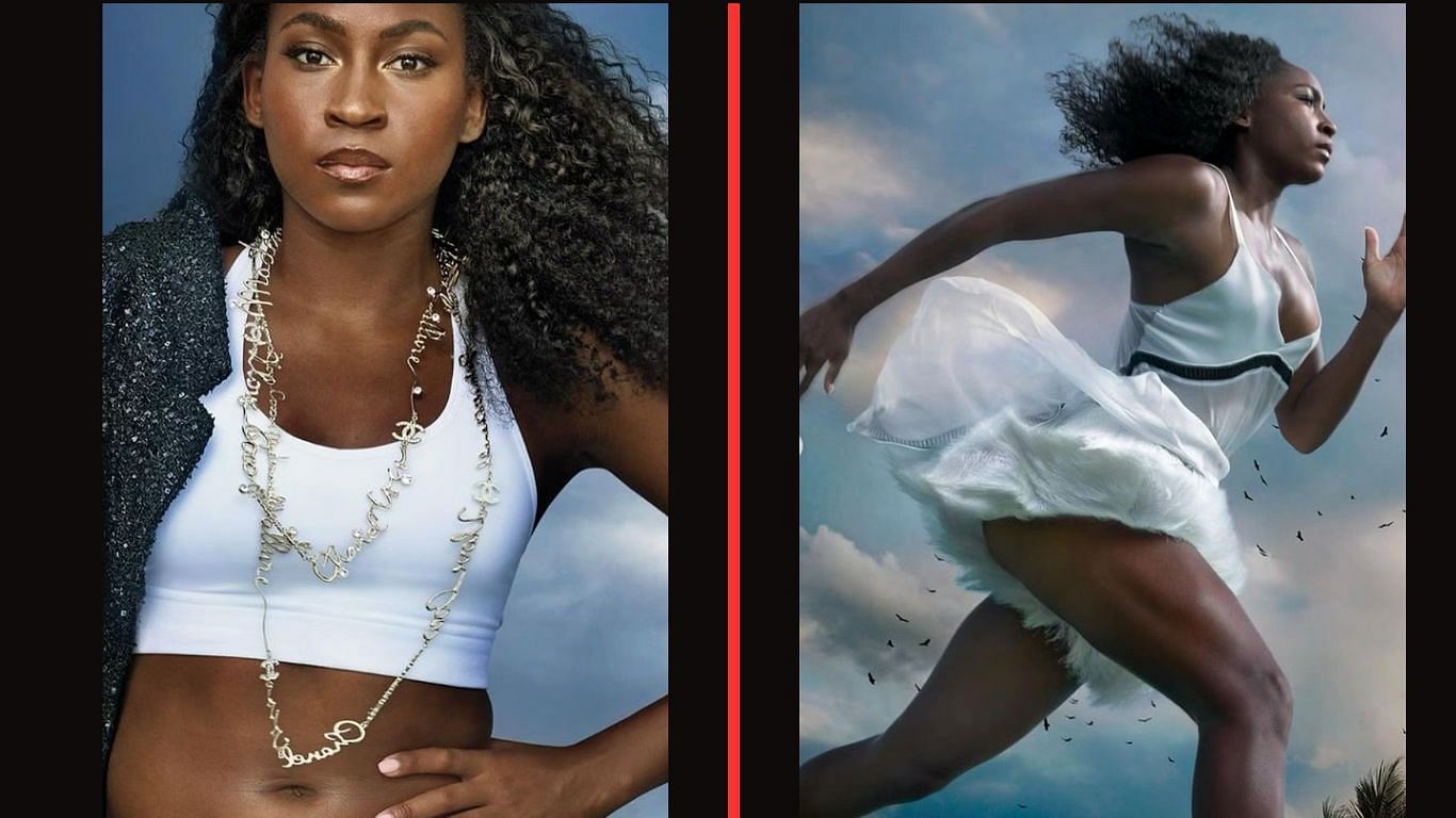 Screengrabs from Coco Gauff&#039;s Instagram sharing her photoshoot with Vogue