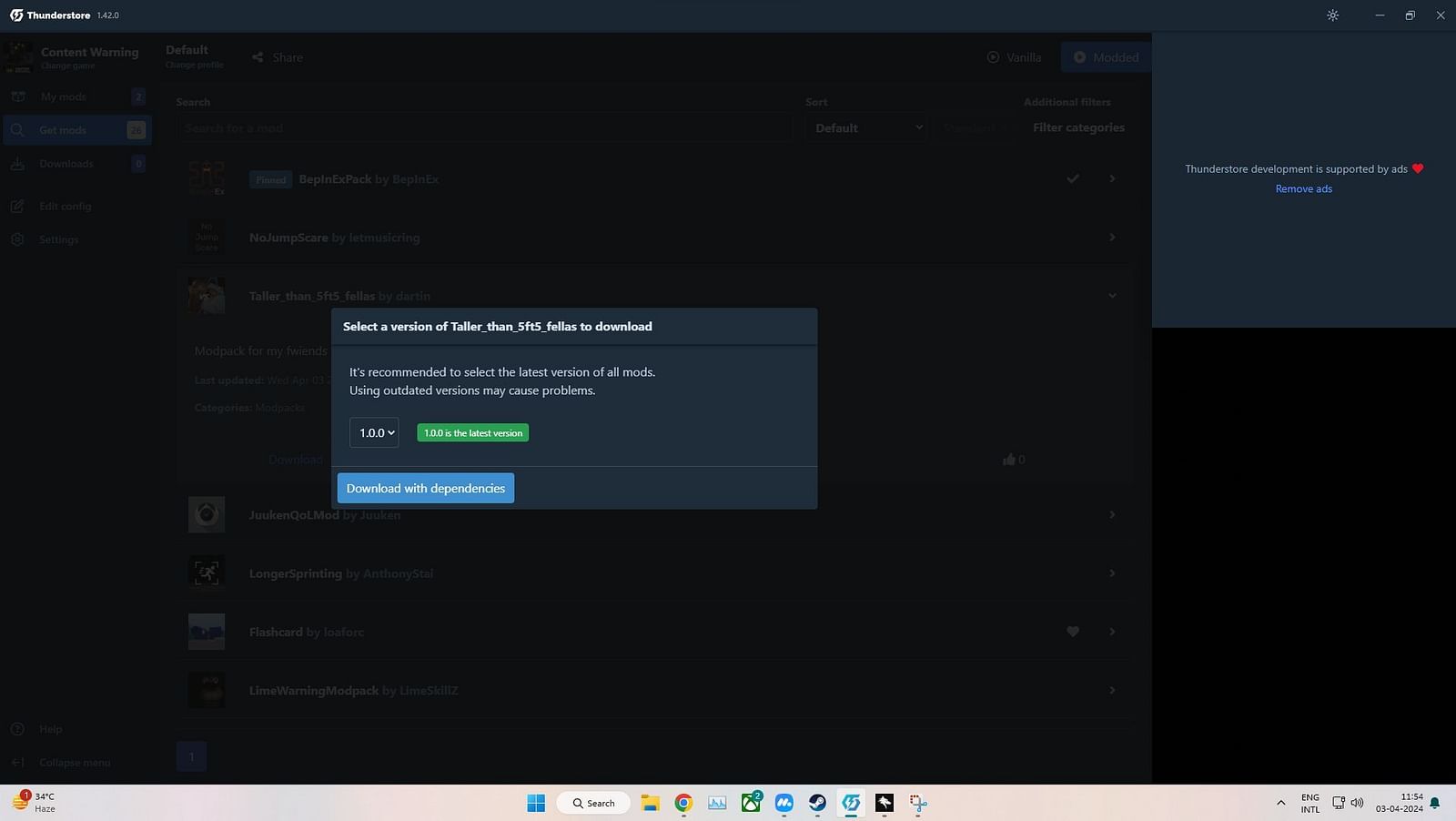 Content warning how to update thunderstore mod manager for content warning