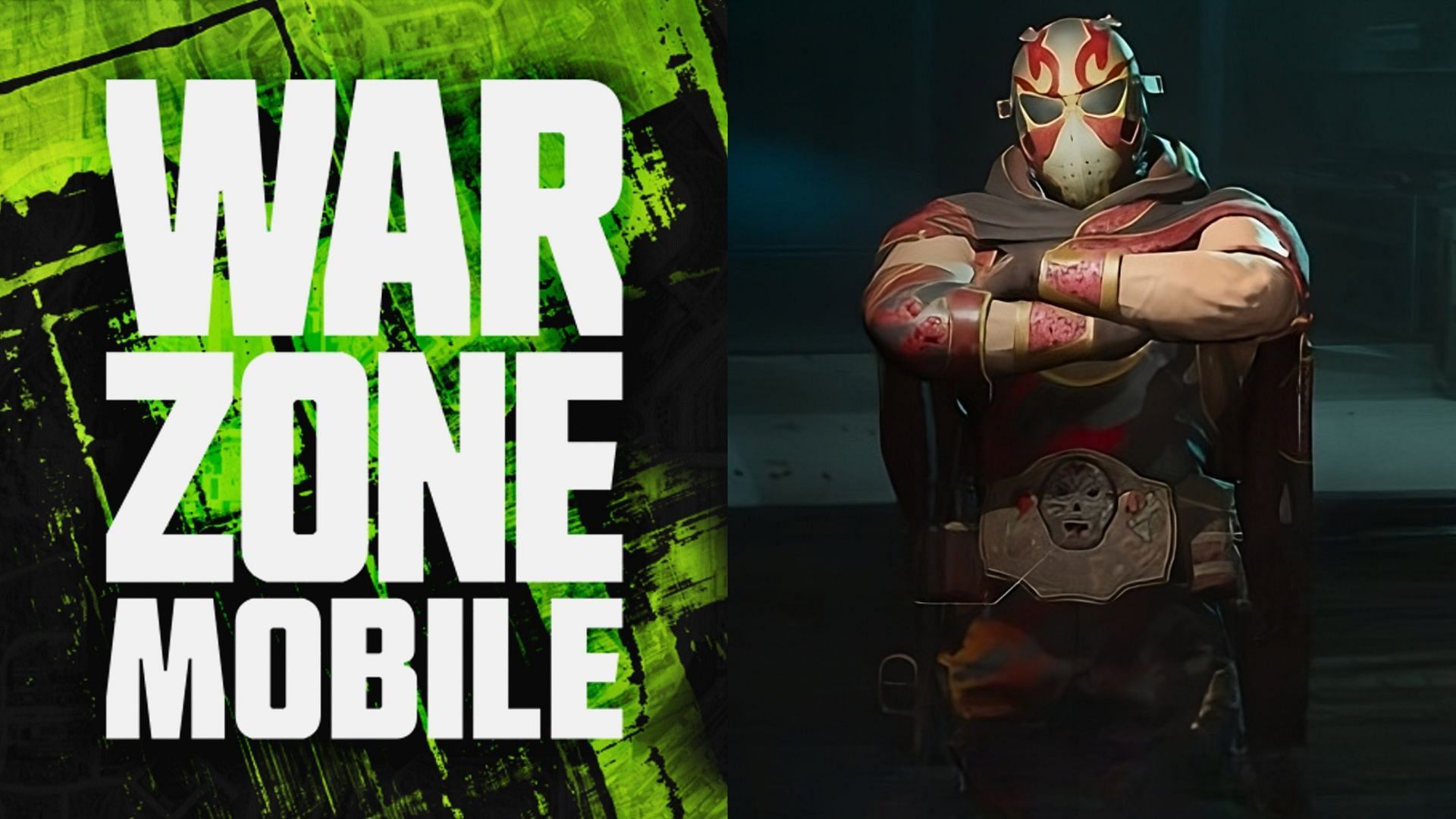Warzone Mobile logo on the left and Luchador Operator on the right