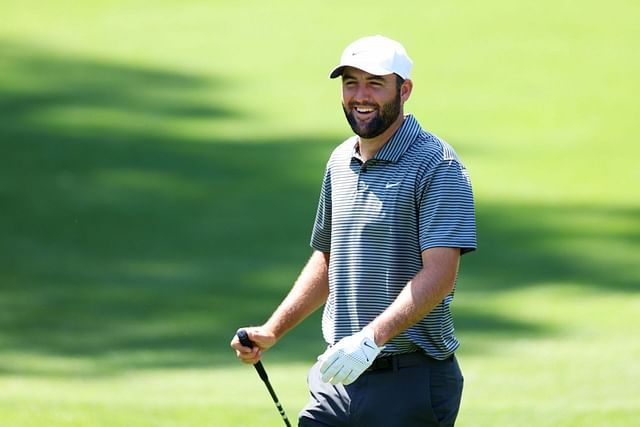 Scottie Scheffler during the practice ahead of the Masters