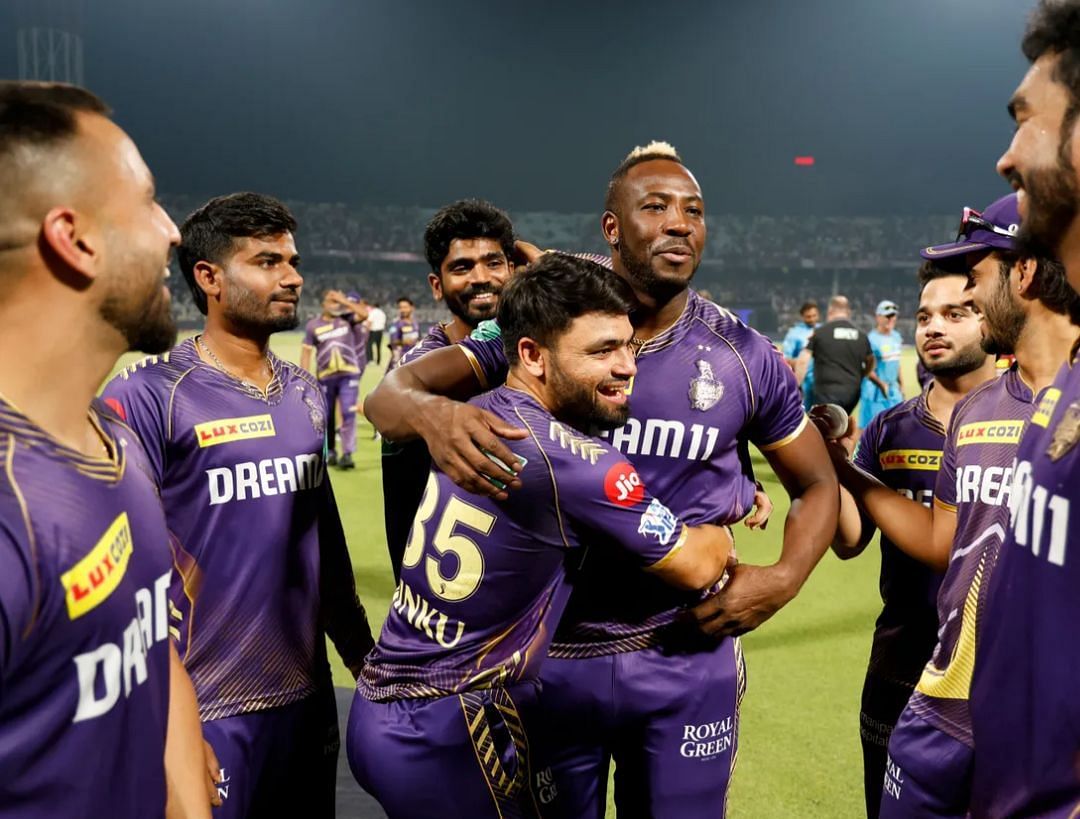Rinku Singh and Andre Russell after the match between KKR vs LSG