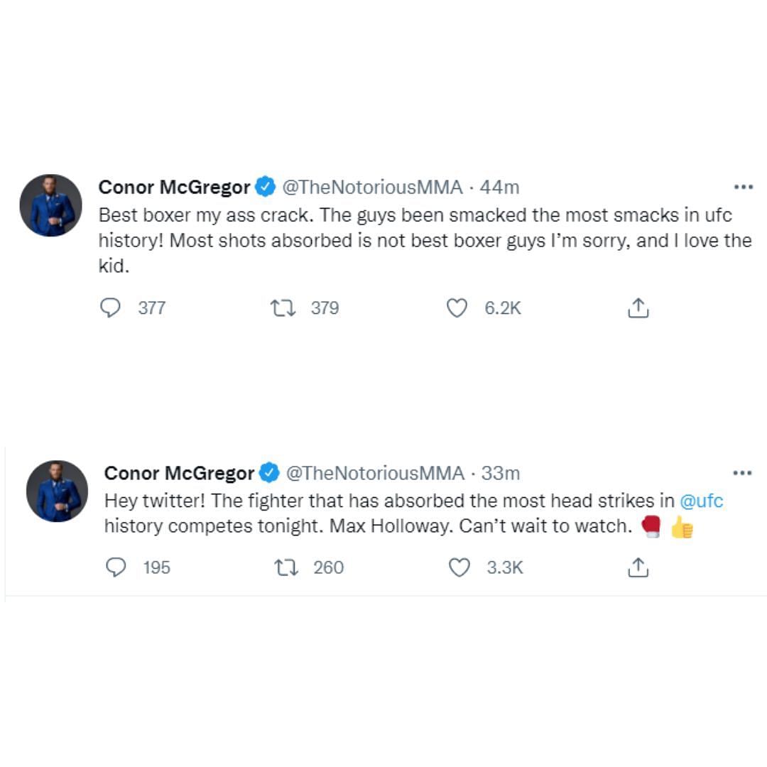 Conor McGregor&#039;s tweets ahead of Holloway&#039;s fight with Yair Rodriguez