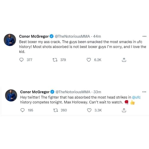 Conor McGregor's tweets ahead of Holloway's fight with Yair Rodriguez