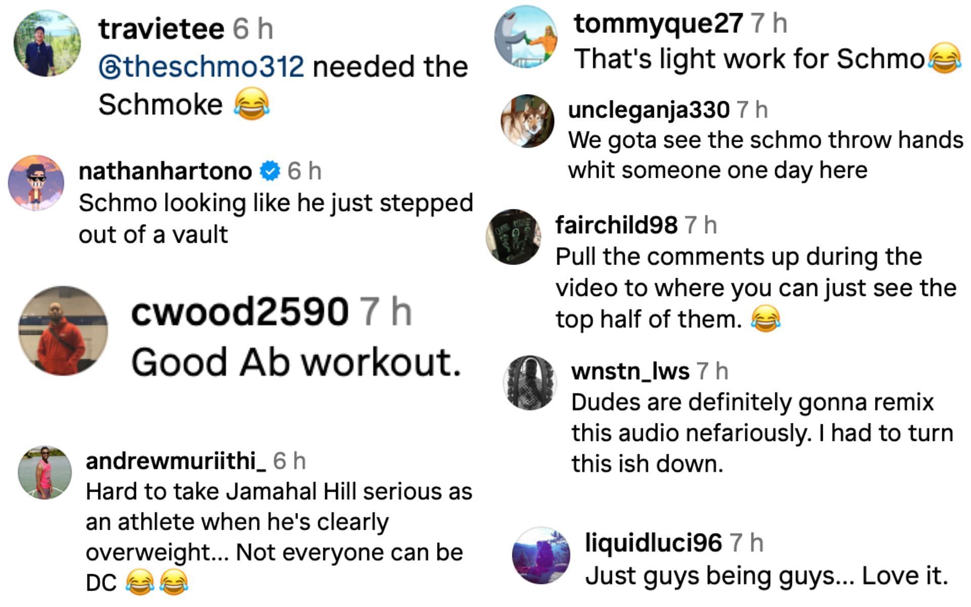 Fans react to Jamahal Hill and The Schmo&#039;s punching challenge on Instagram. [via Instagram]
