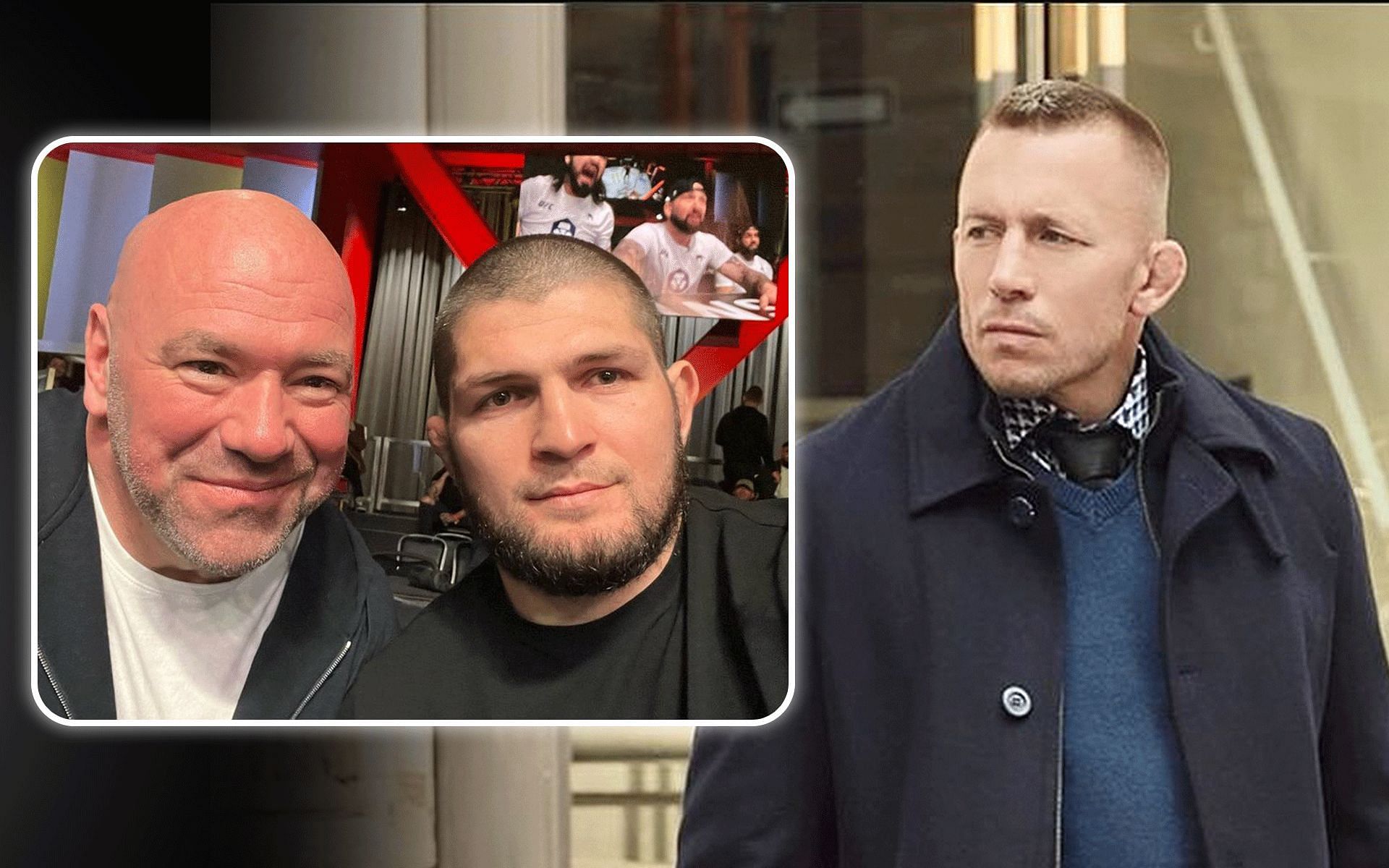 Georges St-Pierre opens up on missing out boxing match after Dana White nixed the deal. [Image courtesy: @georgesstpierre &amp; @khabib_nurmagomedov on Instagram]