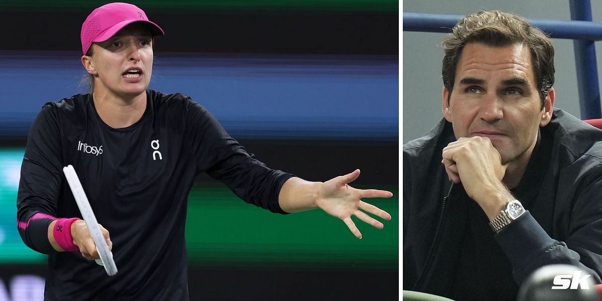 Iga Swiatek (L), Roger Federer (R)