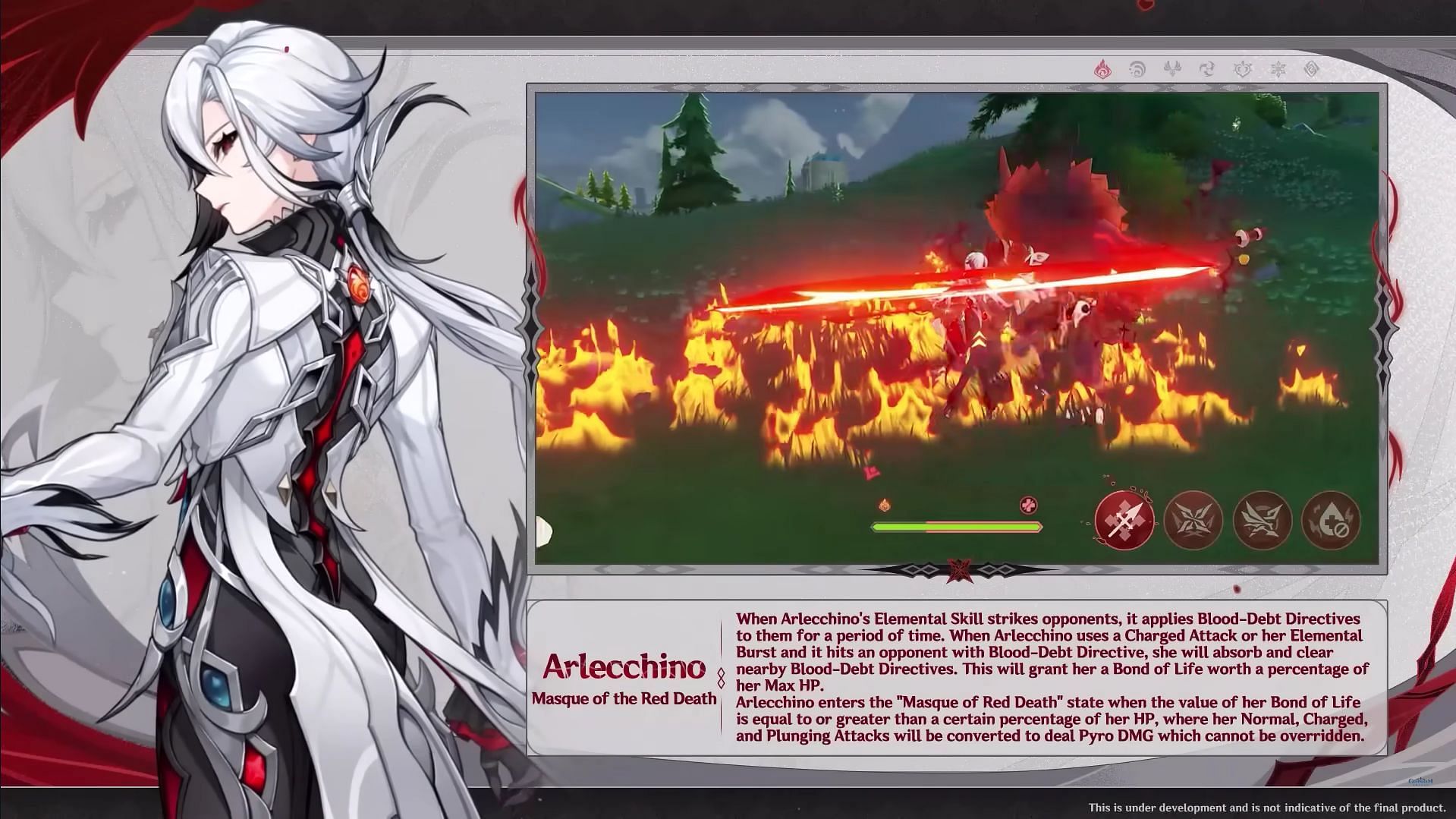 Arlecchino gameplay showcase during Genshin Impact 4.6 livestream (Image via HoYoverse)