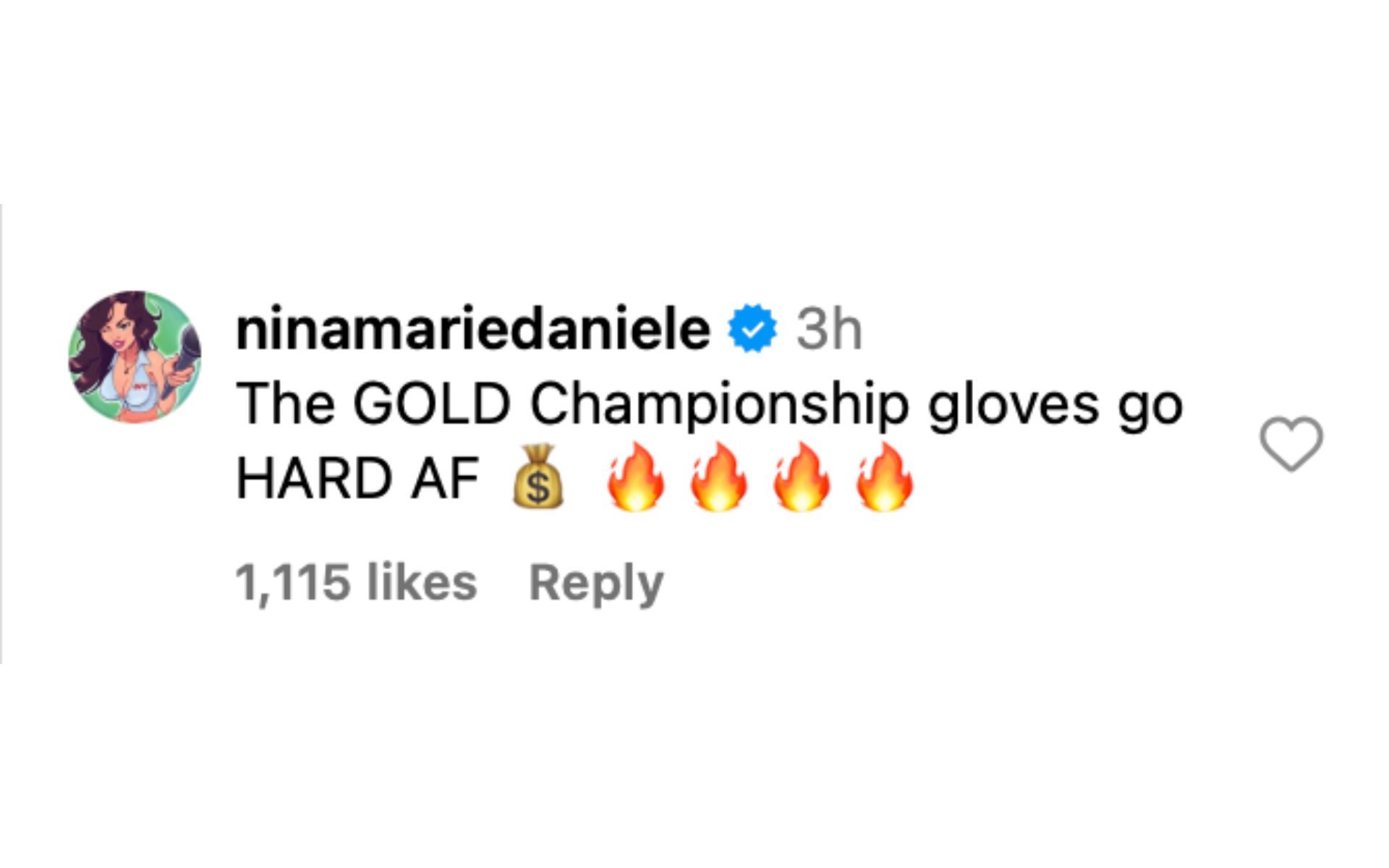 Nina-Marie Daniele reacts to the new UFC gloves [via @ufc on Instagram]