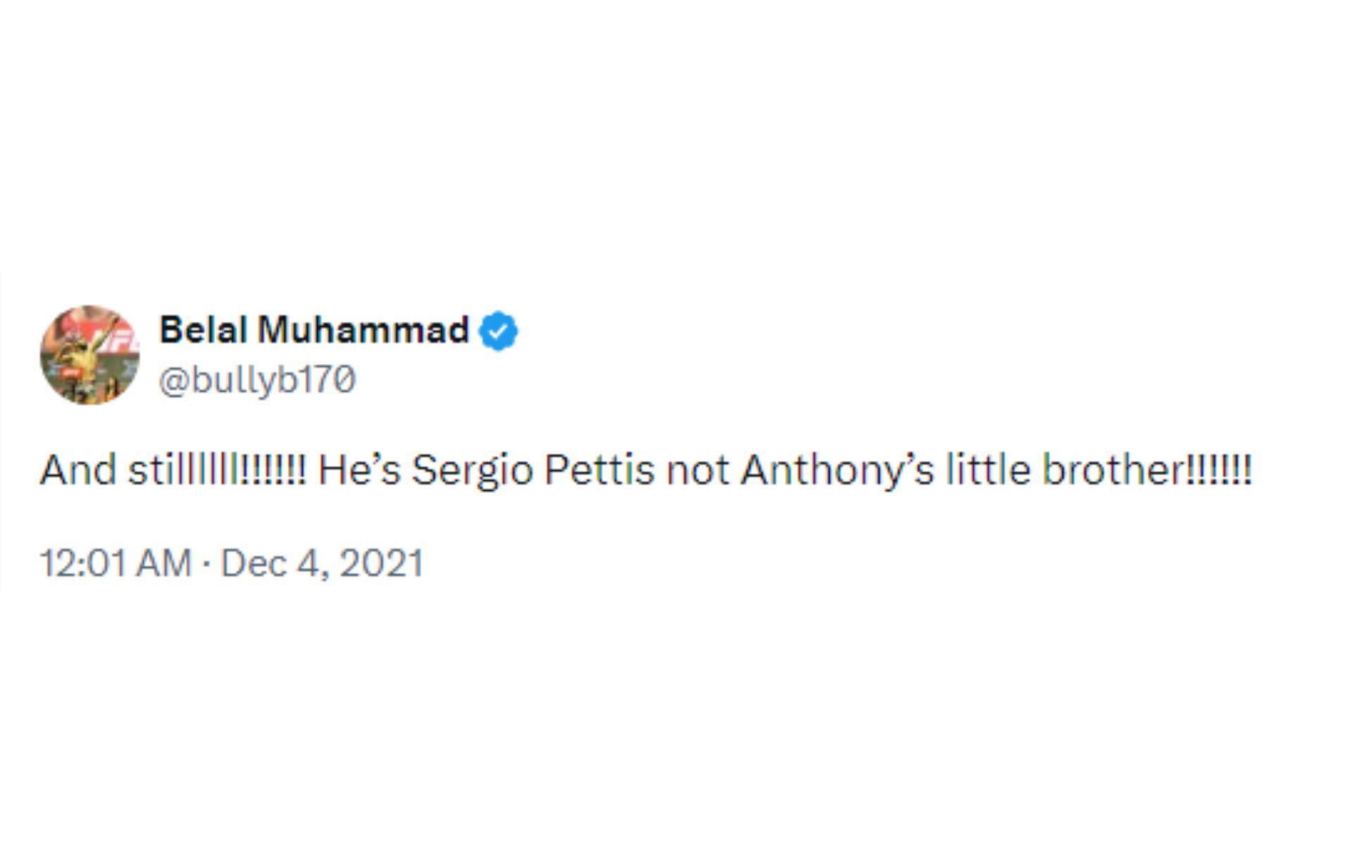 Muhammad&#039;s reaction to Pettis&#039; knockout win over Horiguchi [Image courtesy: @bullyb170 - X]