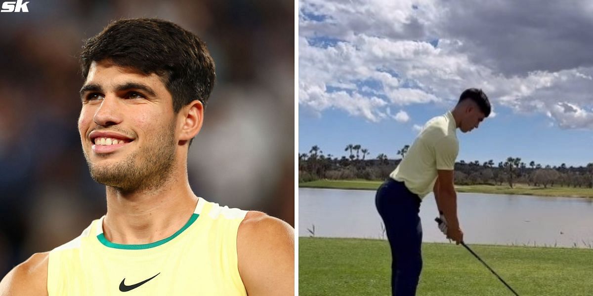 Carlos Alcaraz plays golf before the start of clay season