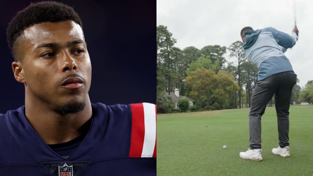 WATCH: New England Patriots corner Marcus Jones shows his underwhelming golf skills
