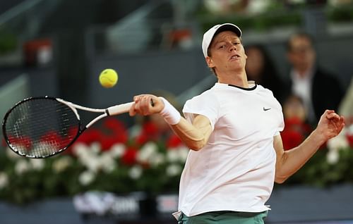 Jannik Sinner in action at the 2024 Mutua Madrid Open