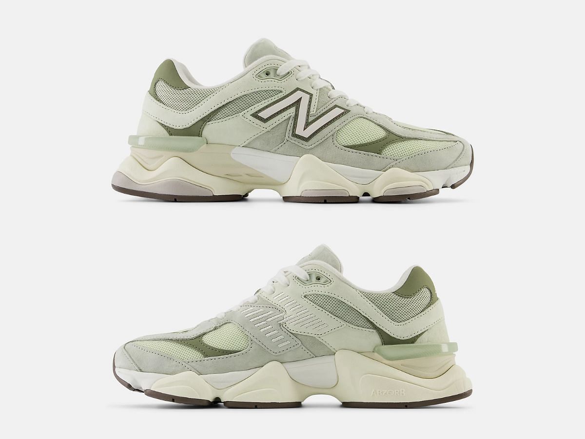 New Balance 9060 &quot;Olivine with lichen green and dark olivine&quot; sneakers (Image via New Balance)